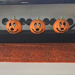 3 Mickey Mouse Halloween Pumpkin Tea Light Holders